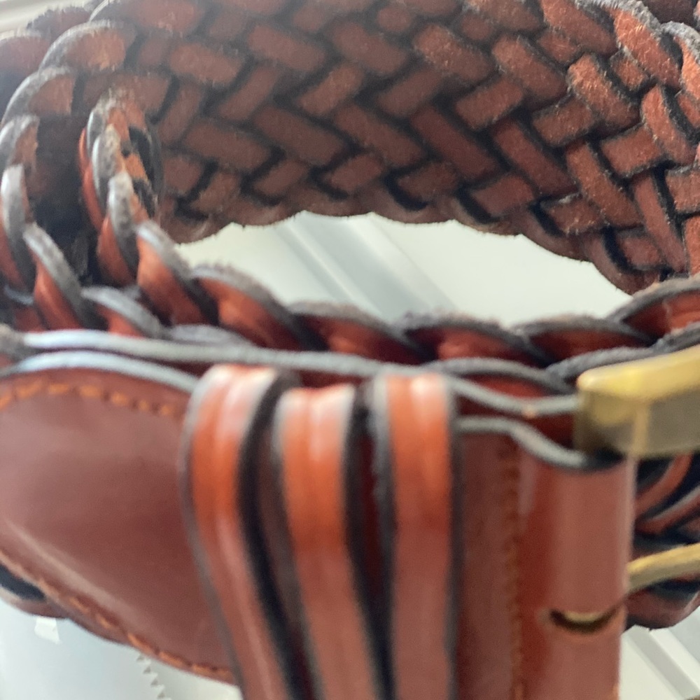 Braided Leather Belt brass Buckle - Picture 4 of 5